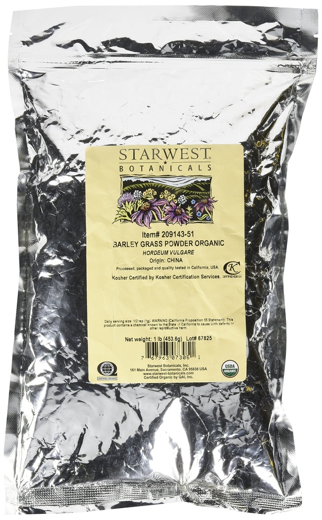 Starwest Botanicals Organic Barley Grass pulver, 1 pund