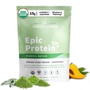 Sprout Living Epic Protein, Plant Basert Protein & Superfoods Powder, Mindful Matcha | 17 Grams Organic Protein Powder, Vegansk, Ikke-GMO, Glutenfri, Adaptogens + Nootropics (1 pund, 12 serveringer)