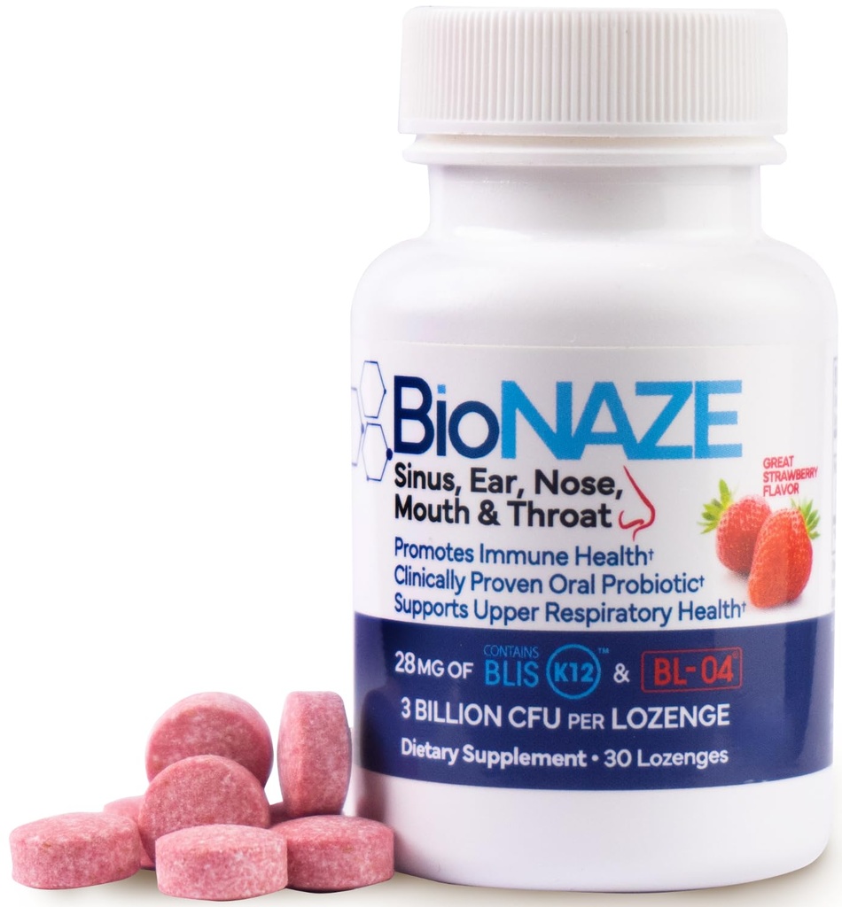 Oral Probiotic BLIS K12 & BL-04 for Sinus, Tonsil Stones, dårlig puste, Post Nasal Drip, Throat, Munn, tenner og Gut - Forbedre oral og pustende helse. Clinically Proven Probiotic Strains 30 ct