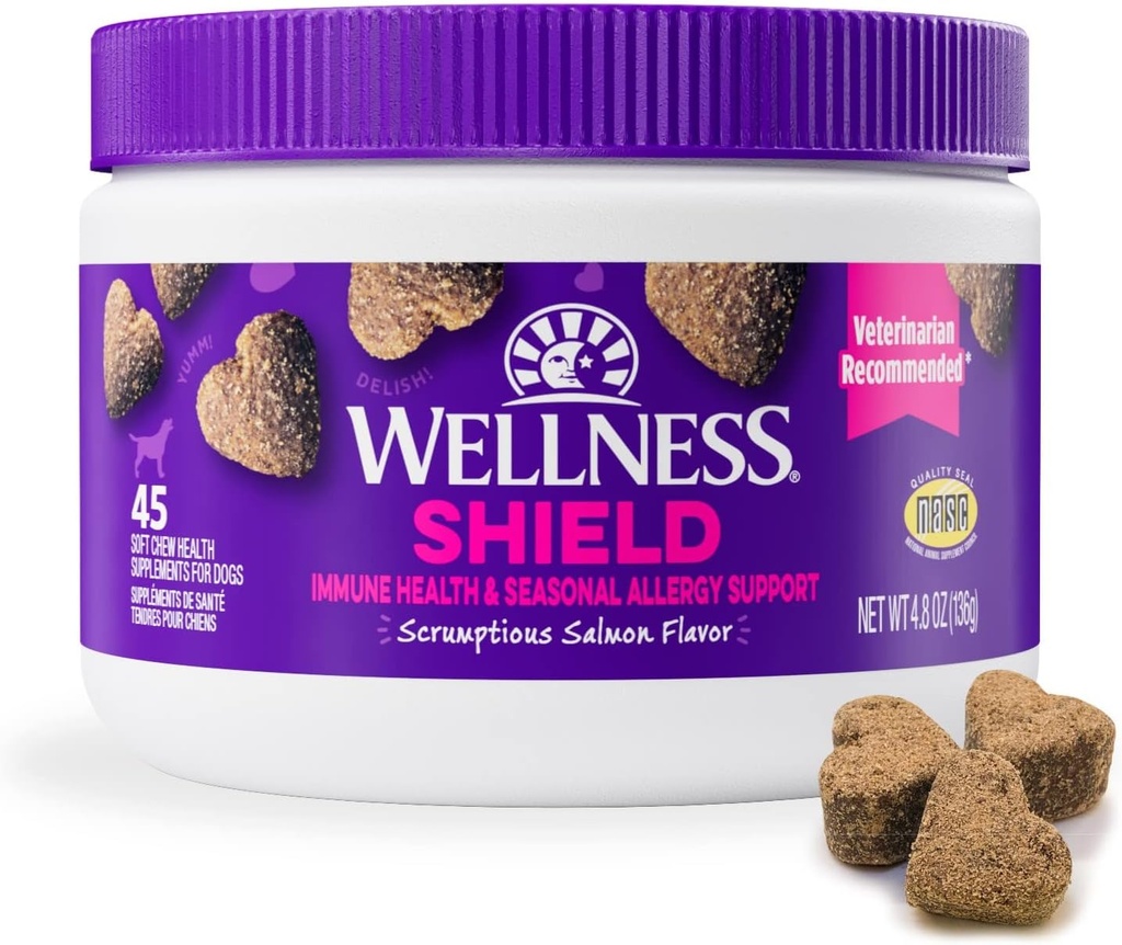 Velvære Salmon Flavored Myk Chew Immune & Allergi kosttilskudd for hunder, 45 greve