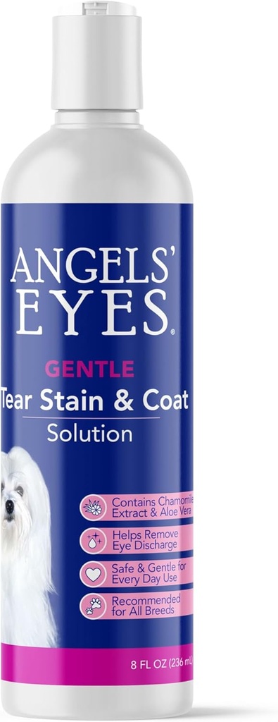 ANGELS 'EYES Gentle Tear Stain løsning for hunder og katter | 8 oz løsning for øye område og ansikt | Fjerne utslipp, dirt, Tear Stains og Mucus