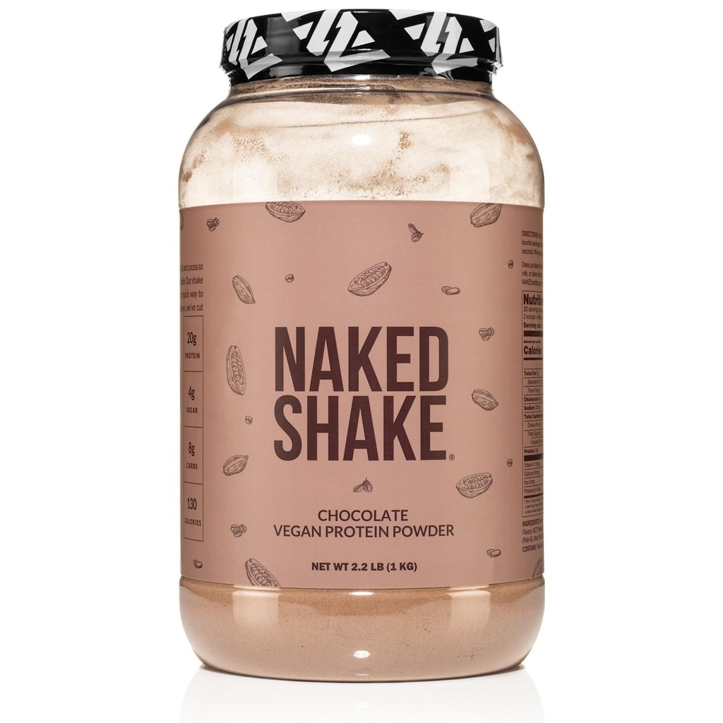 Naken riste - Sjokoladeproteinpulver - Plantebasert proteinshake med Mct olje, Glutenfri, soyafri, ingen gmos eller kunstige søtningsstoffer - 30 serveringer