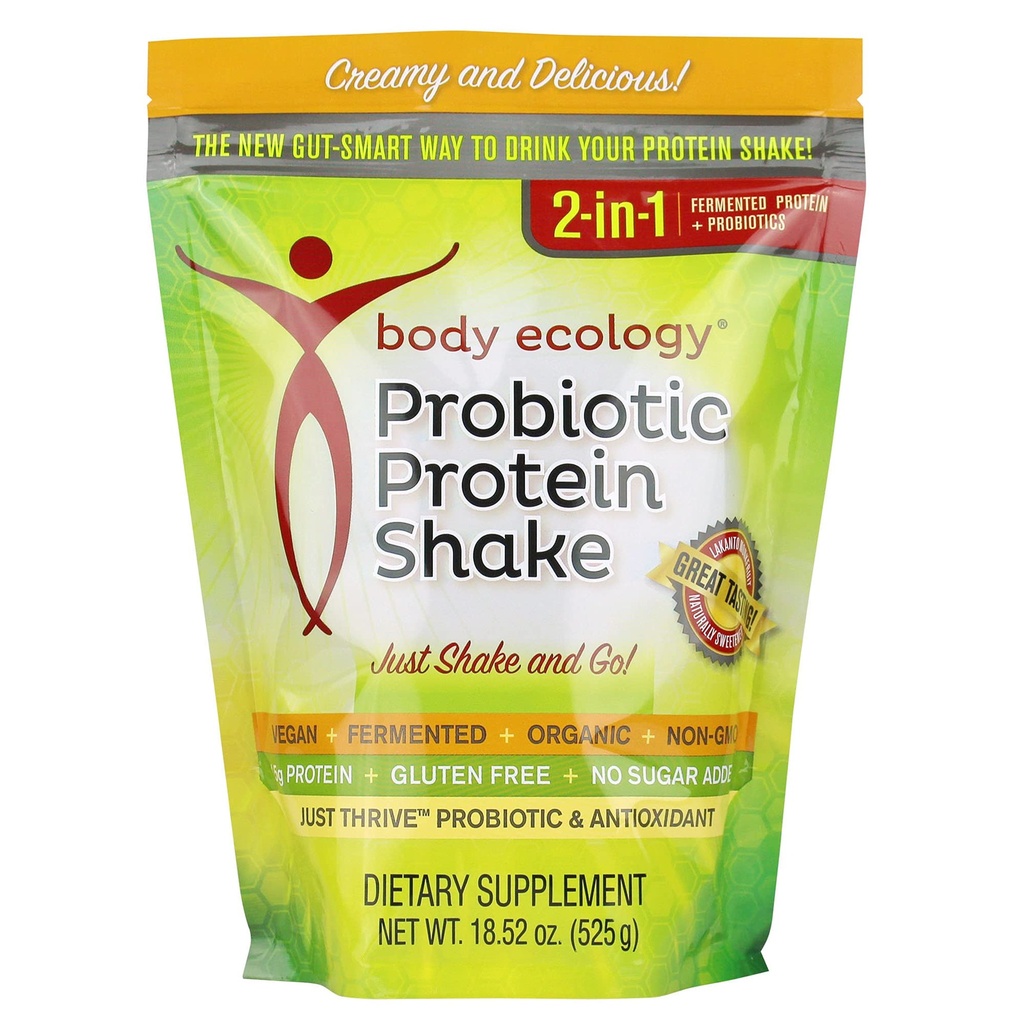 Body Ecology Probiotic Protein Shake pulver | Fermentert protein kosttilskudd | Ikke-GMO | Glutenfri | Soya gratis | Ingen sukker tilsatt | 15 g protein | Protein pulver | Forseglbar 18.52 OZ
