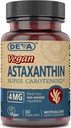 Deva ernæring vitaminer Astaxanthin 4 mg, Vegan, laget av Hematococcus Pluvialis Microalgae, 30 kapsler, 1-Pack