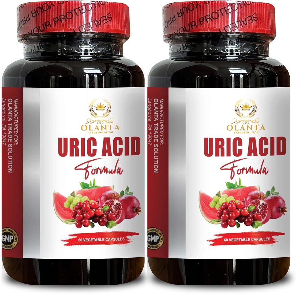 URIC syre støtte - kraftig felles støtte og uricsyre, tart Cherry Extract, uric syre støtte formel, nyre og lever støtte - 2 flasker 120 kapsler