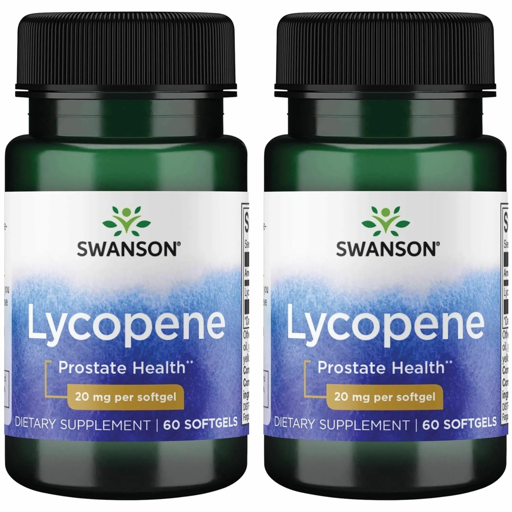 Swanson Lycopen - Naturlig kosttilskudd som fremmer prostata helse, hjerte helse, og støtter blodtrykk innenfor normalområdet - Mens helse supplement - (60 Softgels) 2 pakke