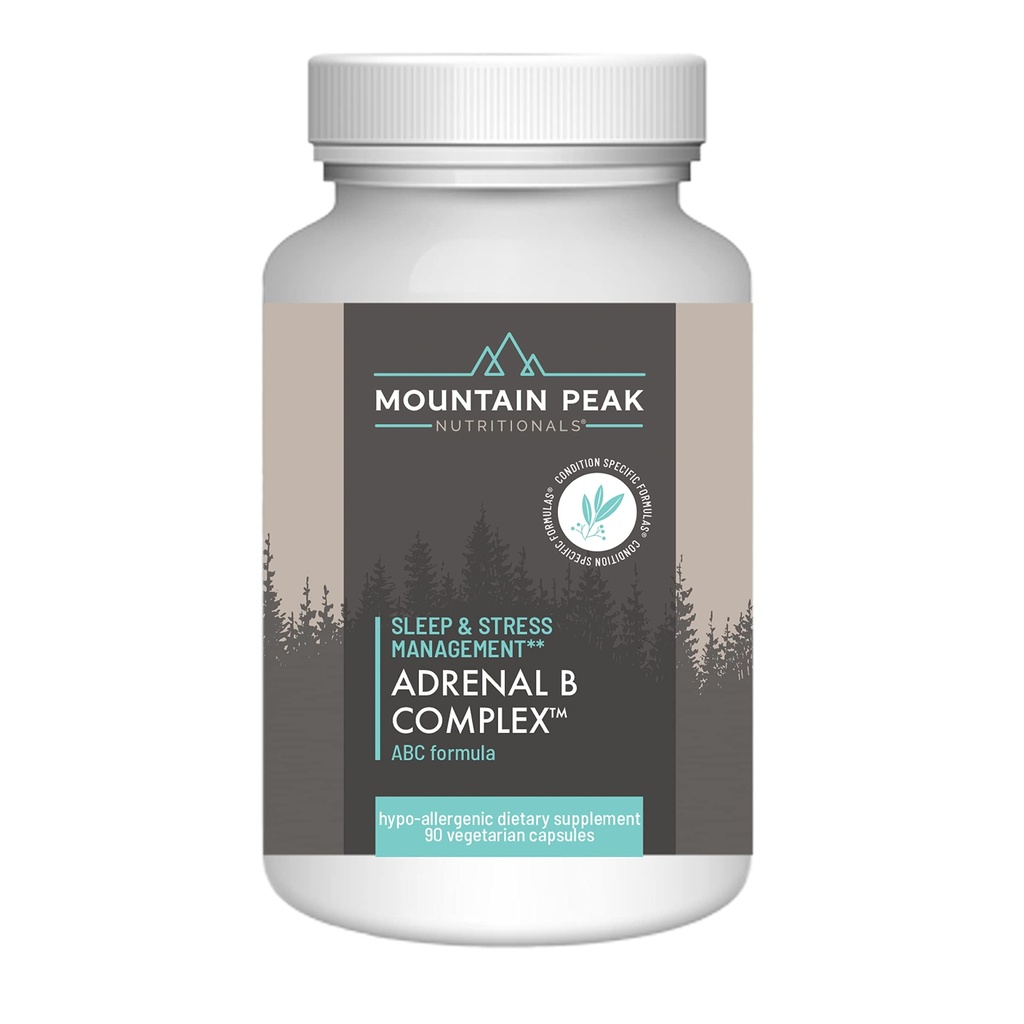 Mountain Peak Adrenal B Complex - Cortisol Support w/Ashwagandha, vitamin B6, B12 & C - Hjelper støtte stress nivåer - Encodcrine & nervesystem støtte Supplement (90 vegetariske kapsler)