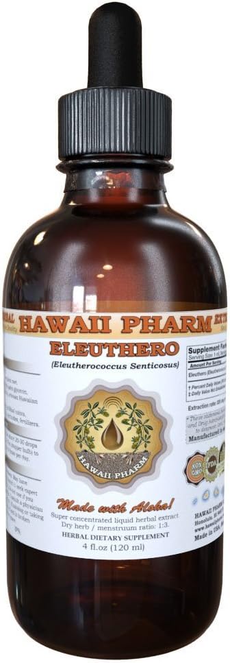 HawaiiPharm Eleuthero flytende ekstrakt, organisk eleuthero (Eleutherococcus Senticosus) sibirsk ginseng tørket rot tinktur supplement 2 oz