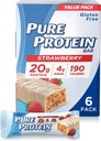 Pure Protein Bars, Høyt protein, Nærende Snacks å støtte energi, Lavt sukker, Glutenfri, Jordbær Gresk Yogurt, 1.76oz, 6 Pack