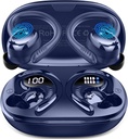 Trådløs ørepropp Sport, 2025 Bluetooth 5.4 Hodetelefoner med øredobber, 50H Stereo Deep Bass Over øret Buds med 4 ENC-støy som kansellerer mikrofoner, IP7 Vanntett øretelefoner for løping trening Gym -Blue