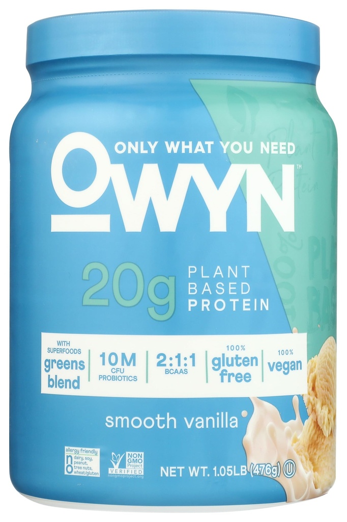 OWYN bare hva du trenger plantebasert proteinpulver, glatt vanilla, 1,05 lbs