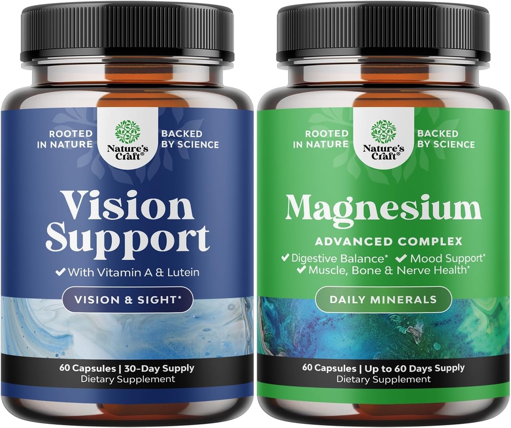 Bundle av komplette øyehelse Supplement for voksne for visjon tørr øye trykk og blått lys beskyttelse og høy absorpsjon Magekompleks Supplement for søvn mage digestion og Mood Support