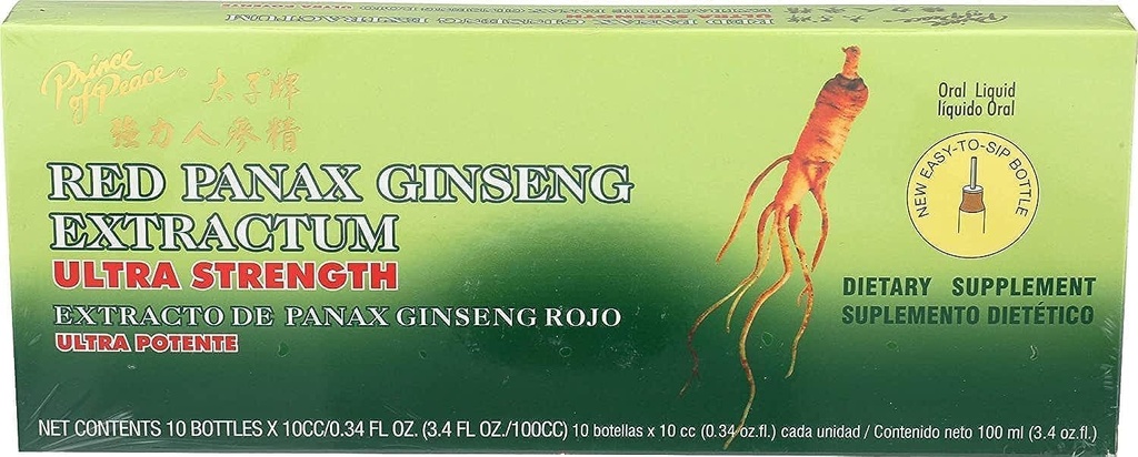 Ultra styrke rød Panax Ginseng ekstrakt - Prince of Peace, 30 btl, 10cc hver, pakke med 3