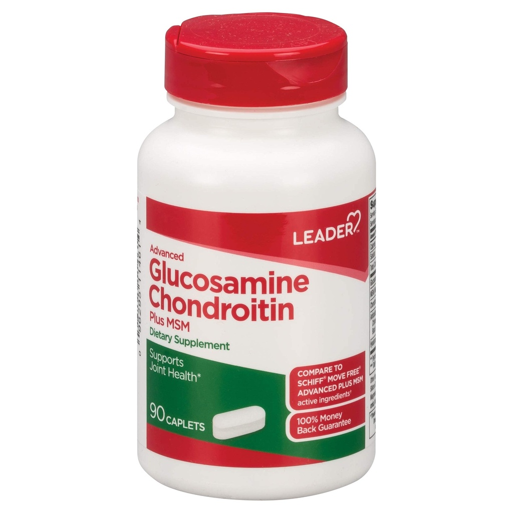 Leder Advanced Glucosamine Chondroitin Plus MSM, Dietary Supplement, Sammenligne med Schiff Move Gratis Avansert + MSM Aktiv Ingredient 90 Caplets
