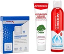 AMERIGEL Total First Aid Bundle - 1 oz. Hydrogel sår kjole, 7.1 oz. Saline sår vask, 2x2 Bordered Gauze Dressing