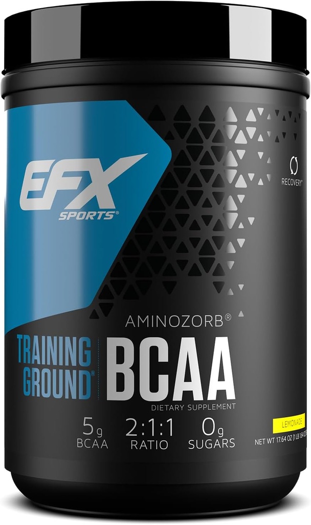 EFX Sports Trening Ground BCAA | Fullstendig stabil, høy løselig Aminosyrer Supplement | Pre, Intra, eller post trening | Sukkerfri | 500 gram (Lemonade)