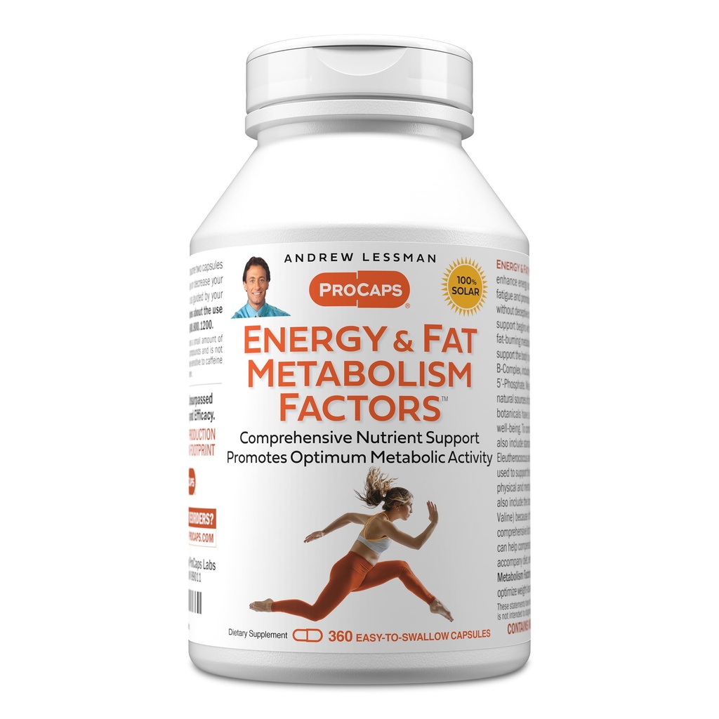 ANDREW LESSMAN Energi og fettmetabolisme Faktorer 360 kapsler - fremmer optimal fettforbrenning og energimetabolisme, med karnitin, grønn te, guarana, Ginseng, B-Complex. Lett å svelge kapsler
