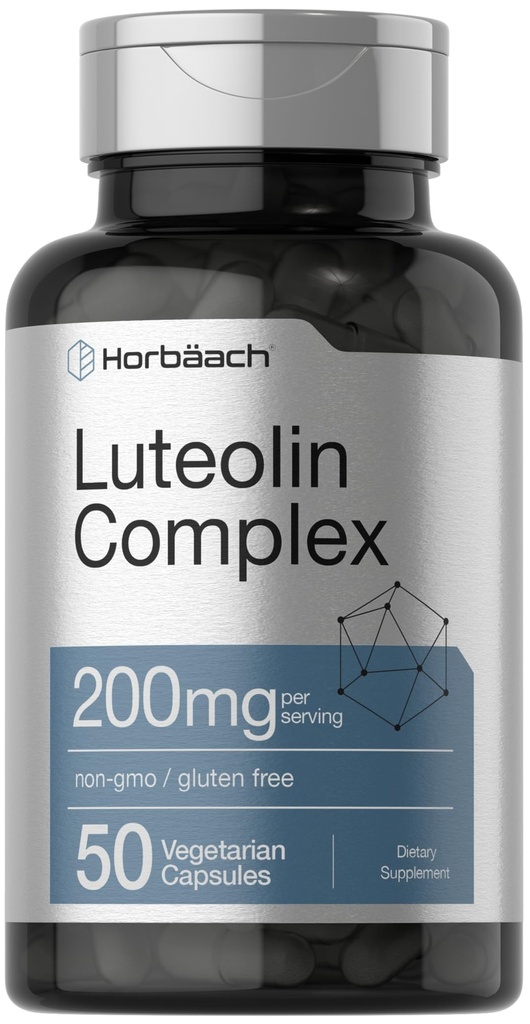 Horbäach Luteolin Complex Supplement med Rutin | 50 kapsler | Vegetarisk, ikke-GMO & Glutenfri Flavonoid formel