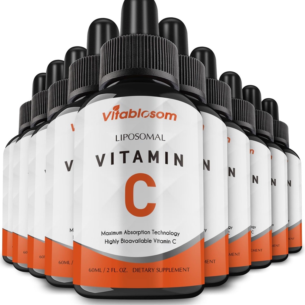 Liposomal vitamin C 2000mg væske for voksne, høy absorpsjon VIT C, maximering vitamin C, bra for immunsystem og antioksidant, 60ML (10 flasker)