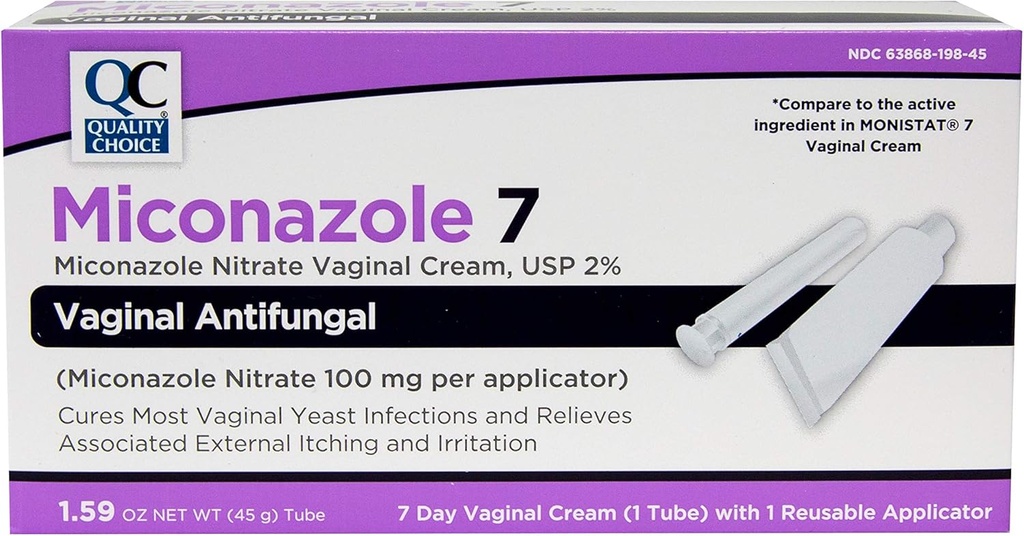 Kvalitetsvalg Miconazole Nitrat 2% 7 dagers Vaginal Antifungal Krem, 1,59 egg (45g)