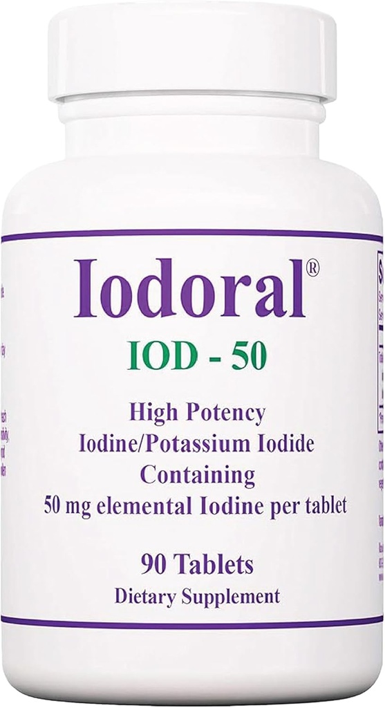 Optimox Iodoral 50 mg Supplement - Kalium jodid tabletter, høy potens jodin kosttilskudd, Thyroid støtte, vitaminer og mineraler - 90 greve