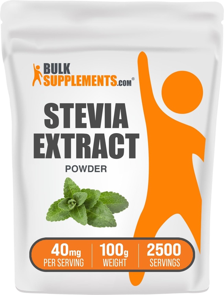 BulkSupplements.com Stevia Ekstrakt pulver - Stevia Sweetener - Zero Calorie Sweetener, Glutenfri, 40 mg per servering, 100g (3,5 oz) (Pack of 1)