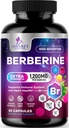 Berberine HCL 1200mg Supplement - Berberine HCI kapsler høy absorpsjon supplement for hjerte helse og immun støtte, høy styrke, glutenfri, vegansk, ikke-GMO piller - 60 Veggie kapsler