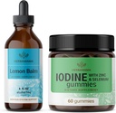 HERBAMAMA Lemon Balm og Iodin Kit - Budle of Lemon Balm Tincture 4 fl oz & Kalium Iodine Gummies - Vegansk, ikke-GMO, alkohol og gelatinfri - 2 pakke