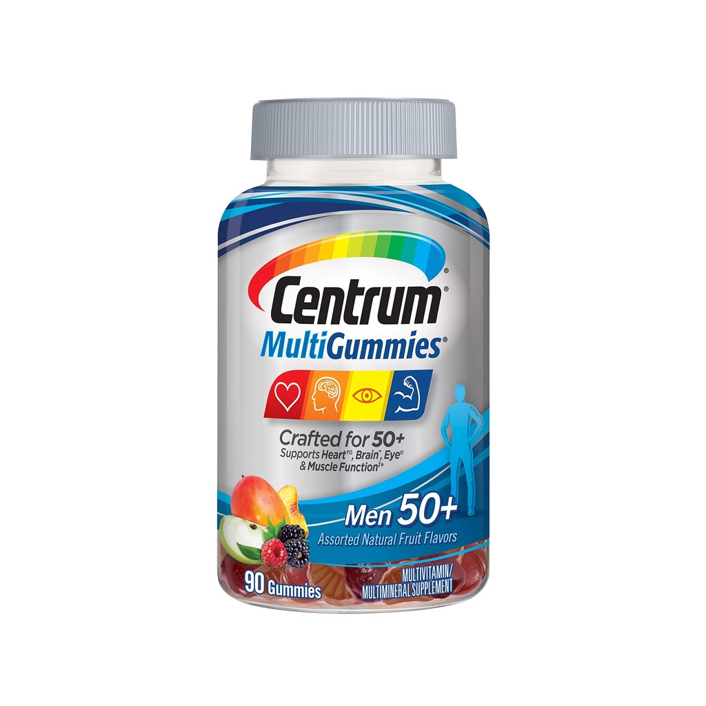 Centrum MultiGummies Gummy Multivitamin For Kvinner 50 Plus, Med vitamin D3, B6 og B12, Multivitamin/Multimineral Supplement - 90 greve