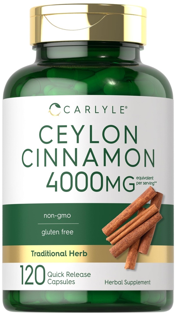 Carlyle Ceylon kanelkapsler 4000 mg | 120 greve | Ikke-GMO & Glutenfri Supplement