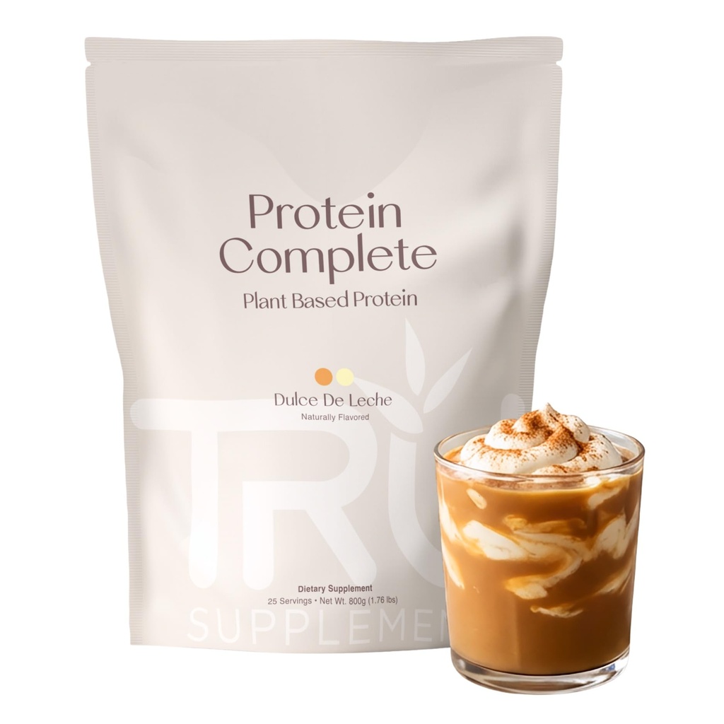 TRU Kosttilskudd Plante Basert Proteinpulver, BCAA, EAA, 20g Vegansk Brun Rice & Pea Protein, 100 kalorier, 27 vitaminer, ingen kunstige flavors 25 serveringer (Dulce De Leche)
