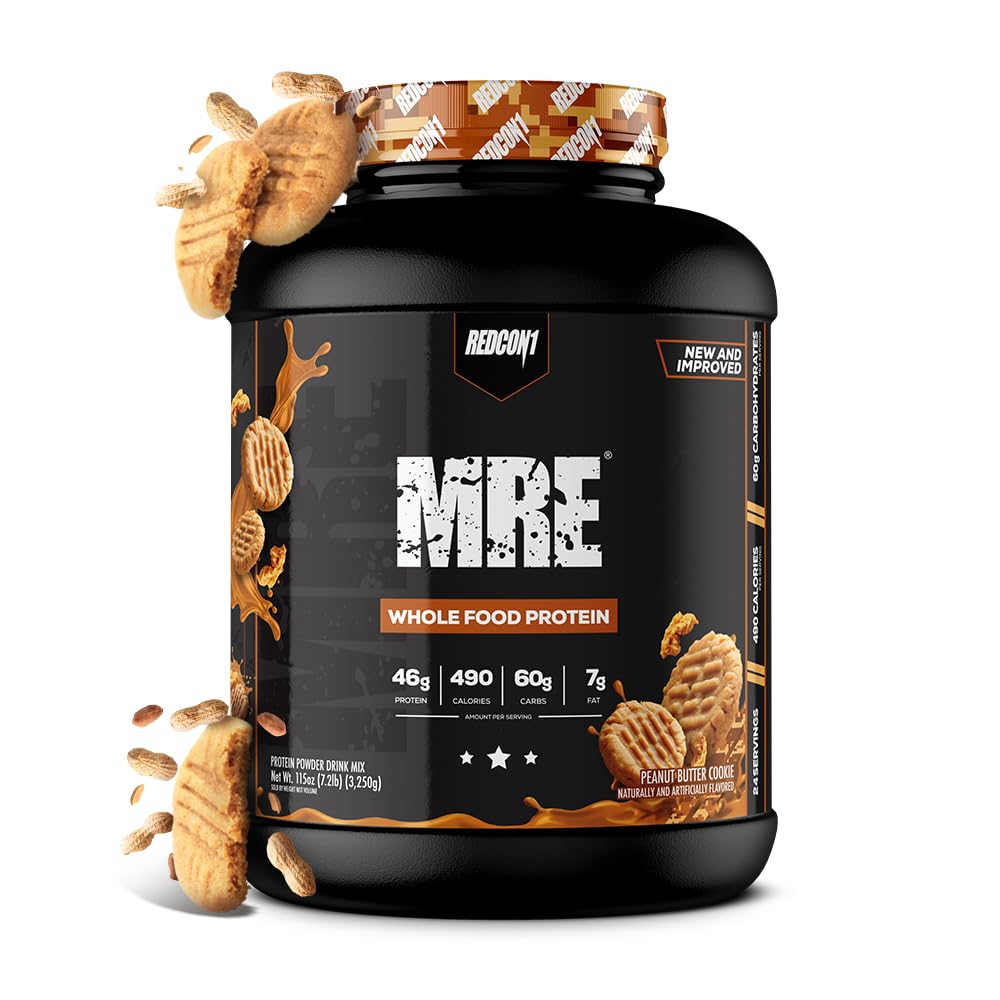 REDCON1 MRE Protein pulver, peanut Smøreskapsler - måltid erstatning protein blanding laget med MCT olje og hele matvarer - Protein med naturlige ingredienser å hjelpe i muskelgjenvinning (25 Serveringer)