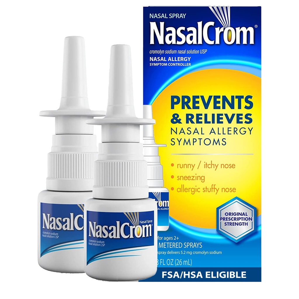 NasalCrom Nasal Spray Allergi Symptom Controller ® 200 Sprays ® .88 FL OZ (2 Pakke)