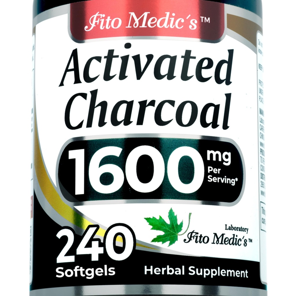 FITOCIC'S Lab | Aktivert Charcoal Pills| 1600 mg per servering | 240 Caps | Aktivert Charcoal | Charcoal Caps® Charcoal Pills® Ultra høy absorpsjon, s.