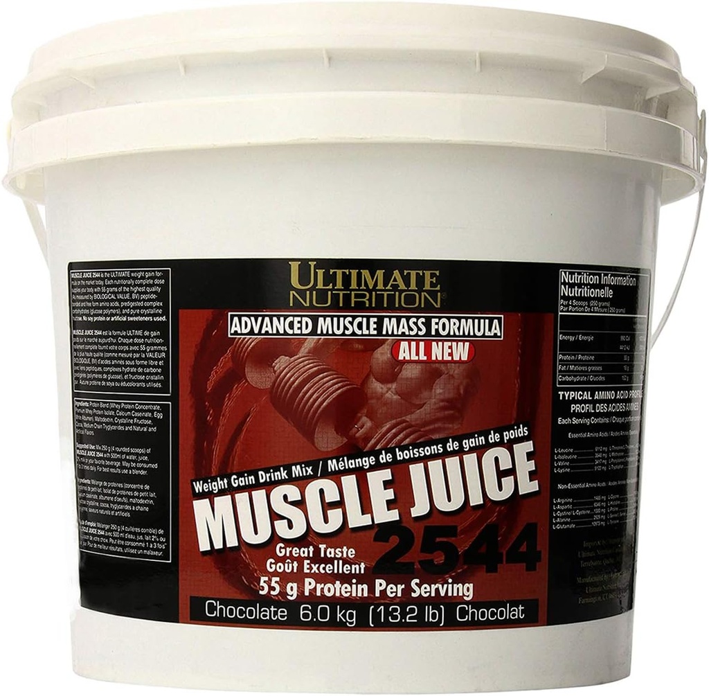Ultimate Nutrition Muscle Juice, Vekt Gain Drink Mix - Mass Gainer Trening pulver for menn og kvinner - Supplement for Lean Muscle Growth & Immune Support med 55g Protein - Sjokolade, 13.2lb