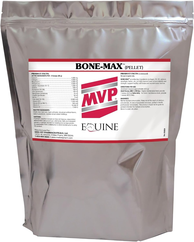 MVP Bone-Max pulver for hest bein helse og utvikling - essensielle næringsstoffer for ytelse og unge voksende hester (6lb)