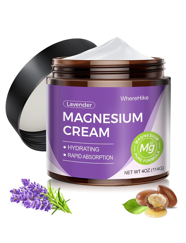 Naturlig emne Magnesium Krem for søvn,Nighttime Magnesium Lotion for smerte og ben Cramps,Muscle Relaxation,Calm,Deep Hydration for hudpleie.