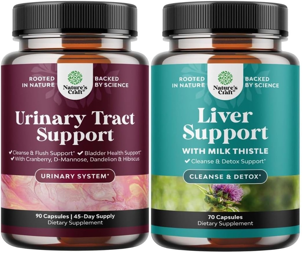 Bundle av D Mannose Kapsler med Cranberry Juice Powder & Dandelion for Urinal Tract Helse og lever støtte Melk Thistle kosttilskudd med Dandelion Root, Choline, Beetroot & Artichoke Extract