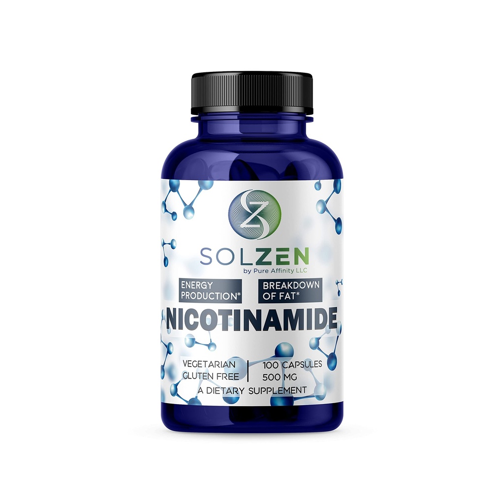 B3 Nicotinamid 500 mg Effektiv flushfri niacin. Energiforsterker, Cell Regenerator, som støtter kognitiv deklinasjon, anti-aldring og hjelper til å bryte ned karbohydrater og fett (100 teller)
