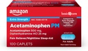 Basic Care Acetaminophen PM kapler, Smerte Reliever Plus nattesøvnshjelp, ekstra styrke, hjelper anledninger mindre smerter, smerter og hodepine relief, 100 greve, emballasje kan variere
