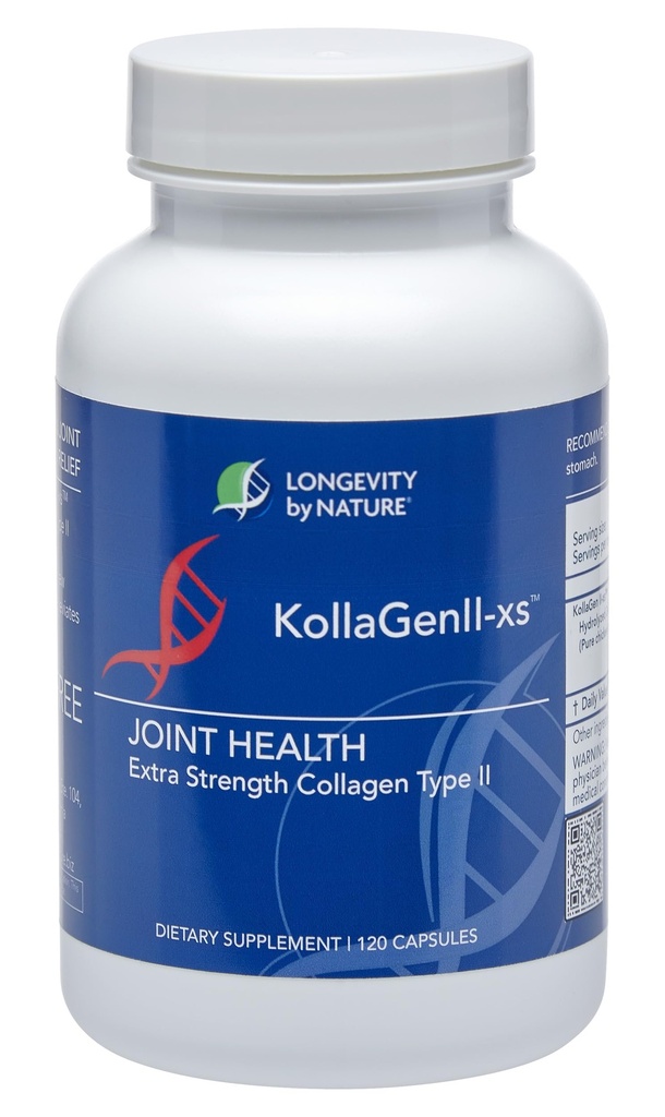 Longevity by Nature KollaGen II-xs - kollagen med glukosamin og Chondroitin, 120 kapsler Diett Supplement