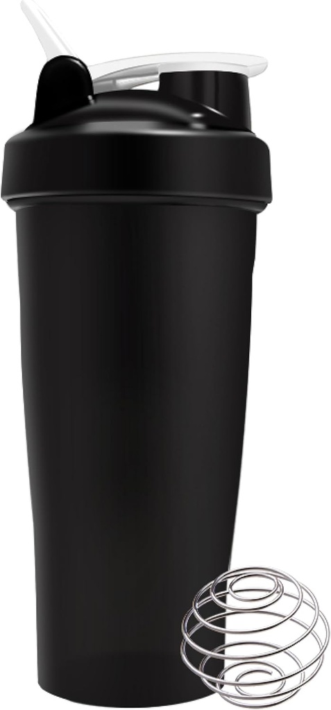 Protein Shaker Bottle for Gym - Pre Workout Protein Drink Shaker Cup 20 Fl oz, Oppvaskmaskin Safe, BPA & Phthate gratis Shaker Flaske Blender, Gym Shaker for Protein Shake - Svart eller Hvit (Random Color)