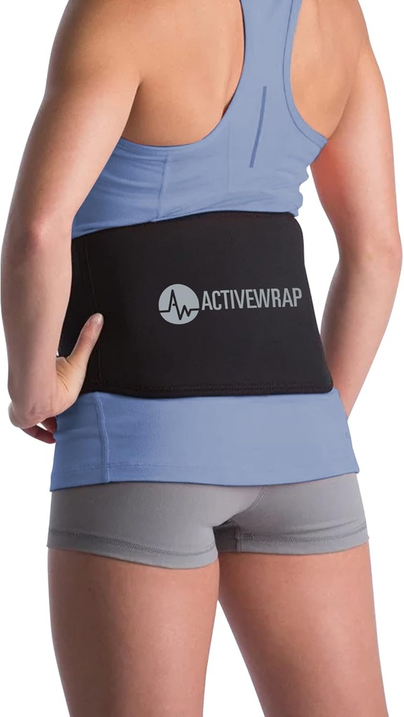 Active Wrap - Tilbake Ice Pack for Back Smerte, Svelting, Sprain, Spasm, Stivhet og mer, Reusable Ice Pack for skader med kompresjonstropp, bruk for varme og kalde terapi, liten / middels