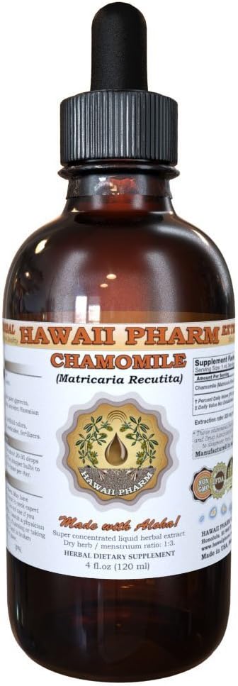 HawaiiPharm Kamille flytende ekstrakt, organisk kamille (matricaria recurita) Tinktur Supplement 4 oz