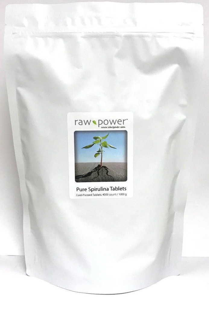 Raw Power Spirulina Cold-Pressed Tabletter Bulk Kilo Bag 4000 Count 250mg Tabletter 1000g Total Organics