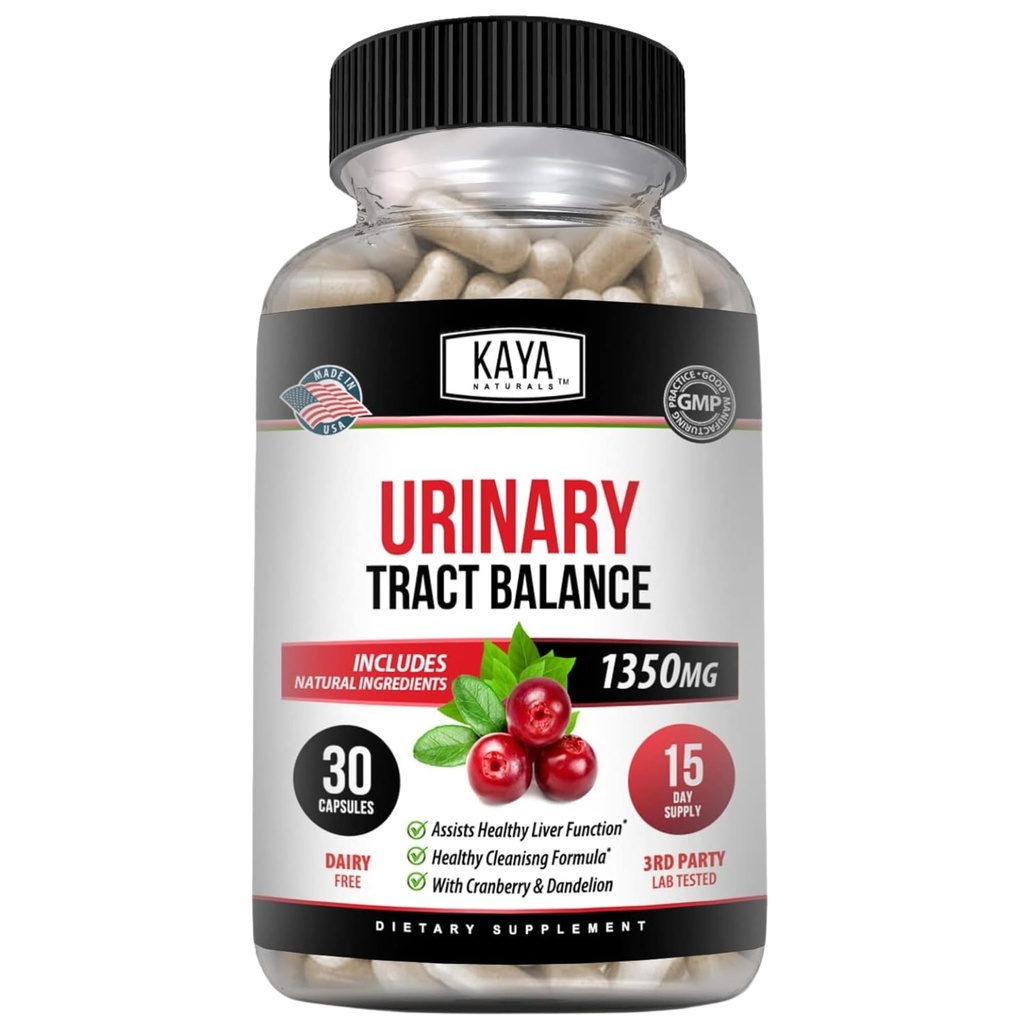 Kaya Naturals - D-Mannose - Urin Tract UT Cleanse & Blader Helse - laget med Cranberry, Hibiscus & Dandelion Root - D Mannose Capsules Cranberry Supplement - 30 Veggie Kapsler