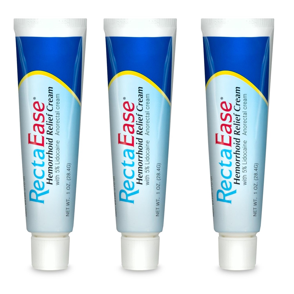 Globe RektaEase 5% Lidocain (3 Pack) Hemorroide Relief Cream 1 oz Tube, Anorectal Cream, Rapid Numbing Relief, Hemorroid behandling fra kløe og brenne
