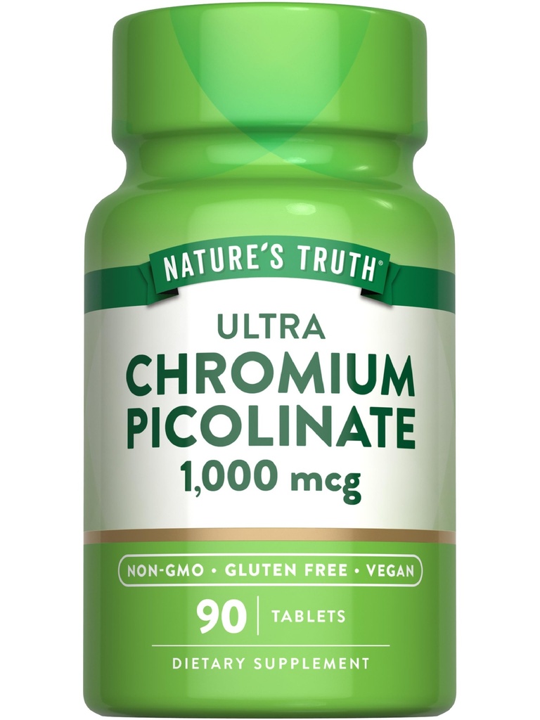 Naturens sannhet Ultrakrom Picolinat 1000mcg 90 Tabletter Vegansk, Ikke-GMO & Glutenfri Supplement