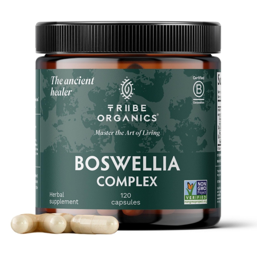 TRIBE ORGANICS Boswellia Serrata Complex Supplement for felles støtte, muskel relief - Vegetarisk Non-GMO 120 Kapsler, høy styrke - Boswellin Super med Ginger Extract & Black Pepper - 420mg