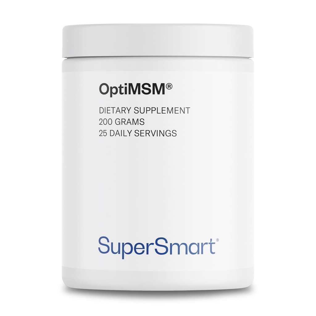 Supersmart OptiMSM (Patted & høy renhet formel) - Methyl-Sulfonyl-Metan MSM Powder Supplement | Vegansk & Glutenfri - 200 g